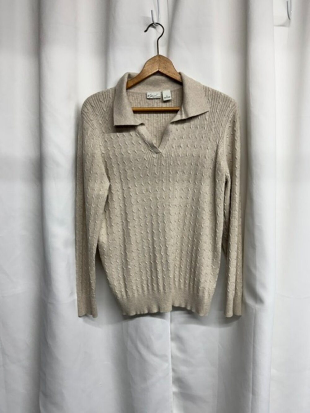 Ladies Kim Rogers Beige V-Neck Pullover Sweater - Size XL